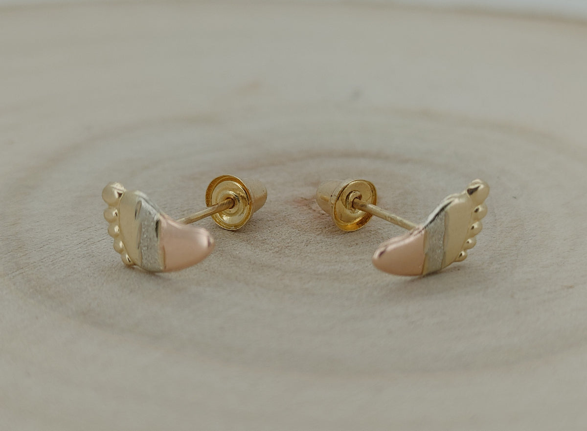 Tiny Footprint Baby Earrings – 14k Solid Gold with Secure Screw Backs