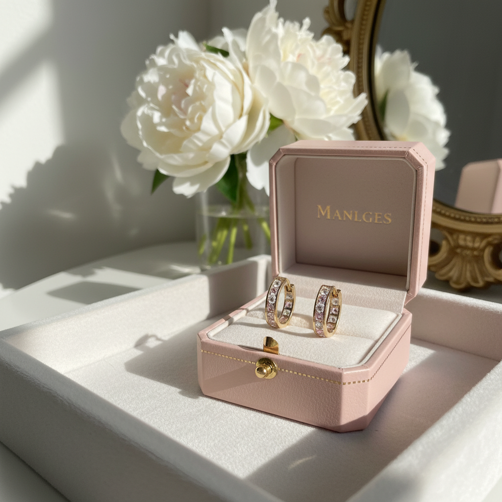 14K Solid Gold Huggie Earrings with Clear & Pink CZ – Dainty Sparkle for Everyday Glam