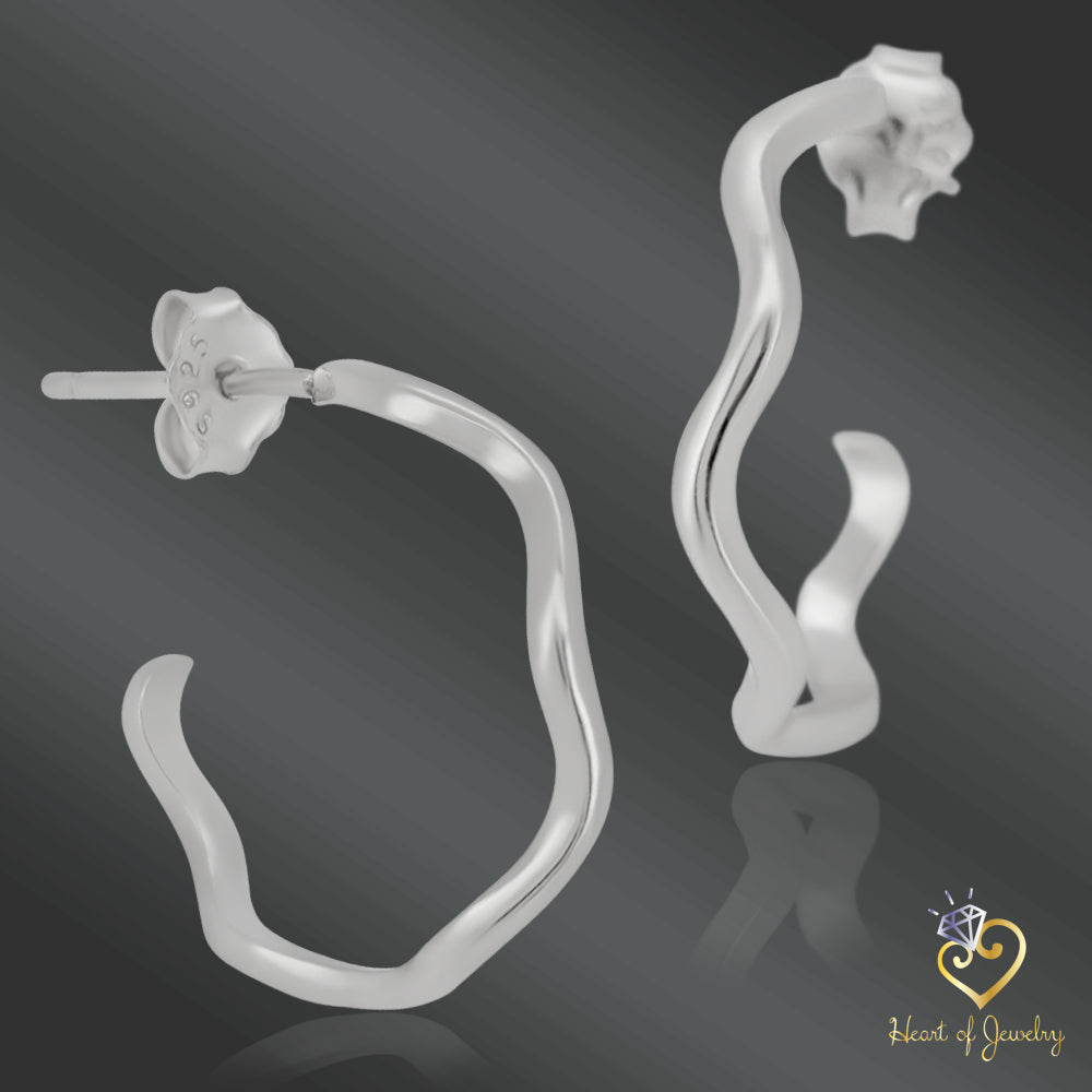 925 Silver Statement Hoops – Geometric Irregular Style for Contemporary Flair