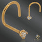 14K Gold Round Nose Stud – Prong Set, Screw Style, 20 Gauge