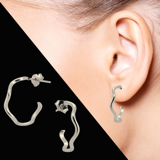 925 Silver Statement Hoops – Geometric Irregular Style for Contemporary Flair