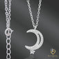 Crescent Moon & Star Necklace in 925 Sterling Silver – 16" + 1" Adjustable Cable Link Chain