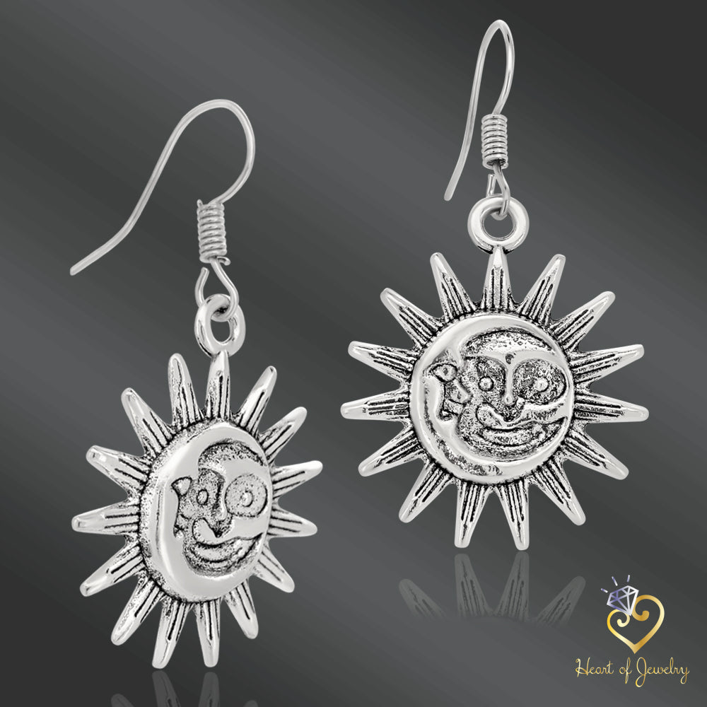 “Asymmetry of Light: Vintage Sun & Moon” Earrings Hooks