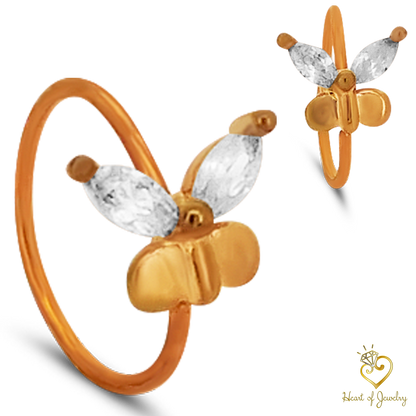 Brass Butterfly Hoops Piercing - Nose Hoop 18g Thickness