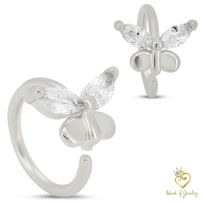 Brass Butterfly Hoops Piercing - Nose Hoop 18g Thickness
