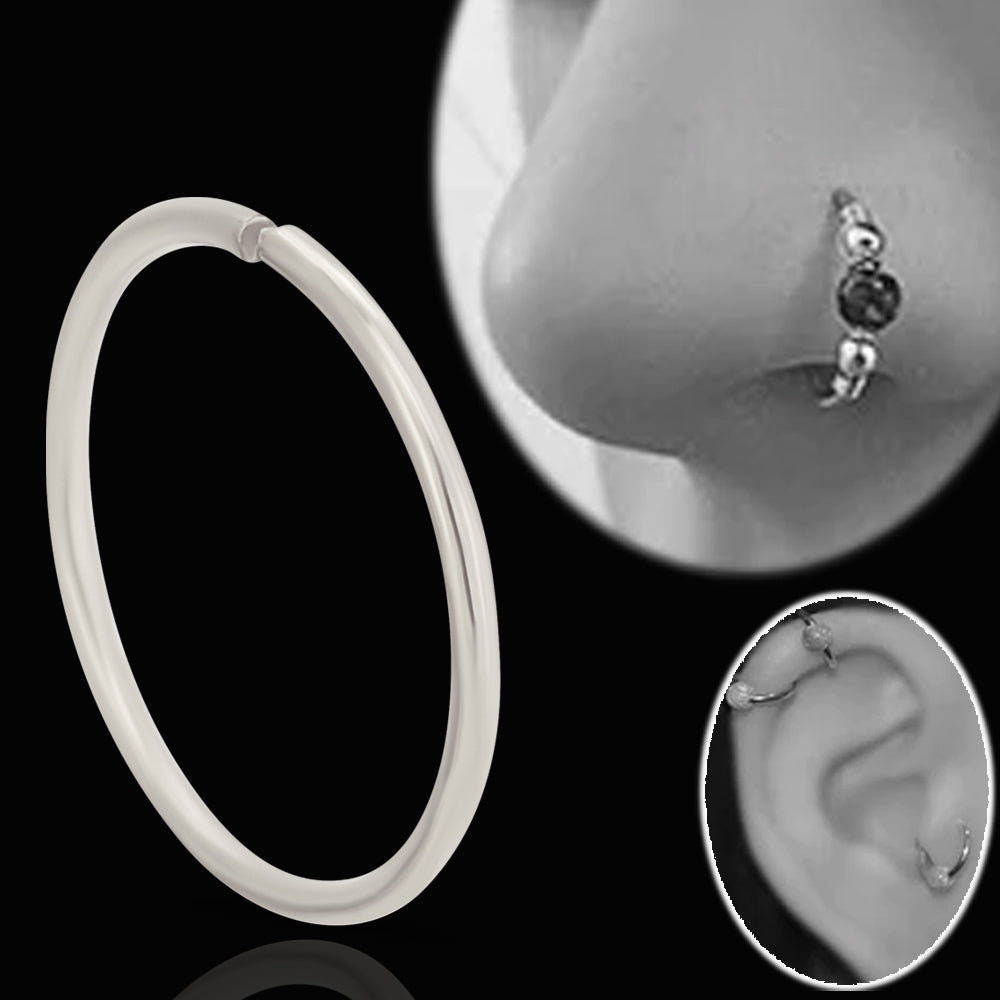 316L Surgical Steel Plain Seamless Nose Hoop Twist to Open 21g Thickness