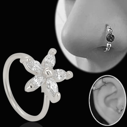 Flower Design Hoops Piercing 20g - Copper Material