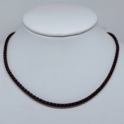 Black Enamel Stainless Steel Spiga Chain Necklace – 3mm Sleek Wheat Link displayed on a mannequin bust.