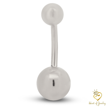 316L Surgical Steel Plain Design Belly Navel Ring  Steel  - 8x5mm Ball - 14g Thickness - 11mm Length