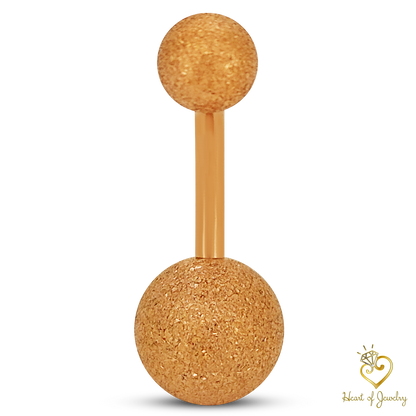 316L Surgical Steel Plain with Sandpaper Texture Design  Belly Navel Ring  Steel  - 8x5mm Ball - 14g Thickness - 11mm Length