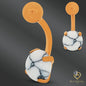 316L Surgical Steel Prong Set Howlite Resemble Stone Belly Navel Ring  Steel Color - 8x5mm Ball - 14g Thickness - 11mm Length
