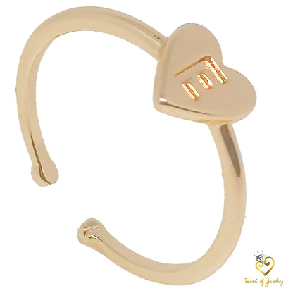 4 Pcs Gold Plated LOVE Letters Rings Adjustable Initial Letter Heart Rings Copper