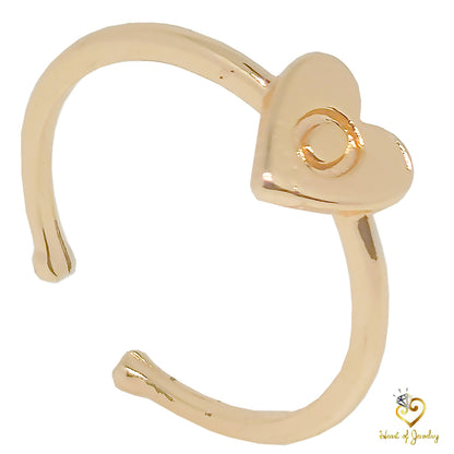 4 Pcs Gold Plated LOVE Letters Rings Adjustable Initial Letter Heart Rings Copper