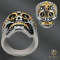 Gold Cross Day of the Dead Skull Ring – Stainless Steel Casting