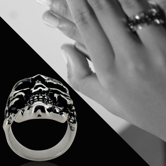 Skull with Skull Bandana Stainless Steel Casting Rings